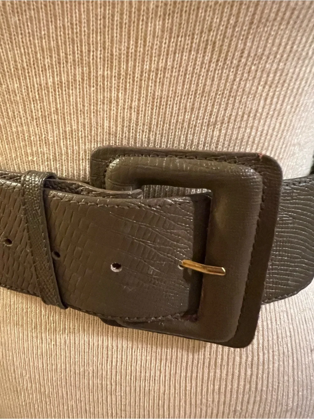 VTG Y2K Paul Harris Olive Lizard Embossed Belt Size M/L 2 In. Wide EUC